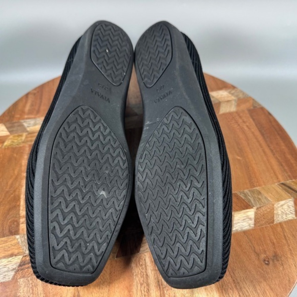 VIVAIA Black Square Toe Knit Flats EU 39.5 US 8.5 Sustainable Comfort Shoes - Picture 6 of 7